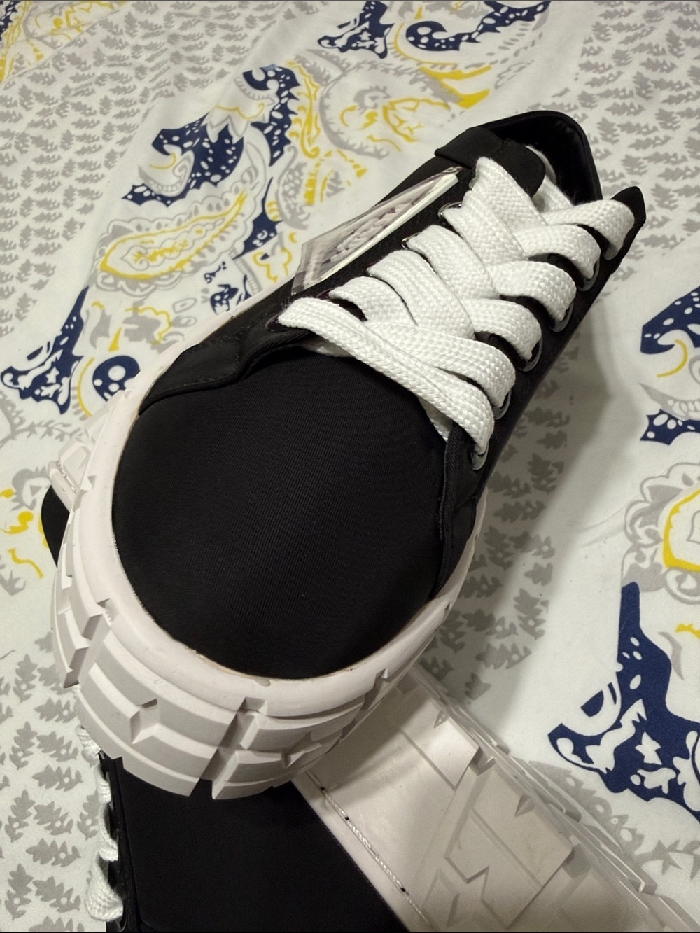 Prada Black Nylon Sneakers with White Platform Soles - Picture 7 of 7